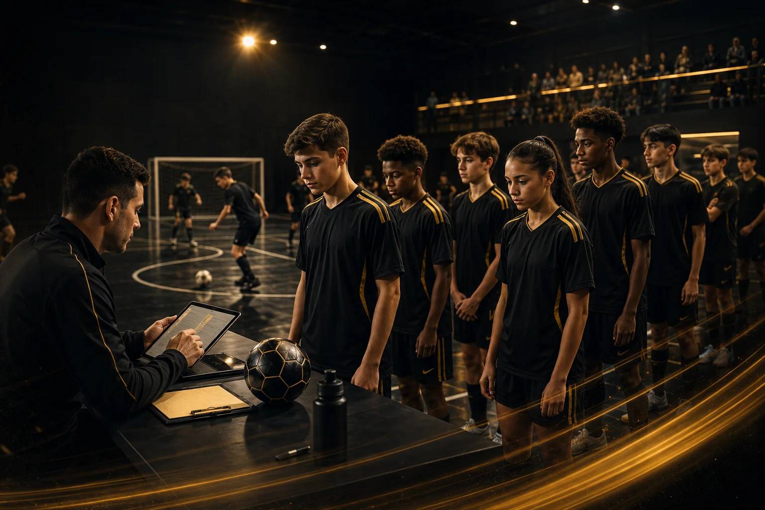 Futsal tryouts registration with young athletes